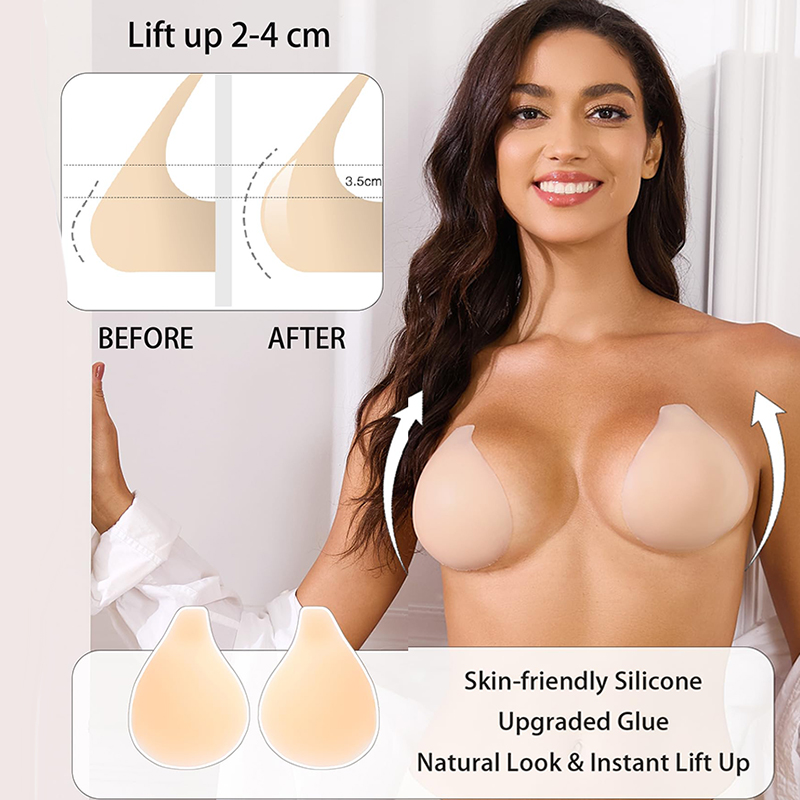 Strapless Bra Backless - 1/2 Pary Damskich Biustonoszy Samoprzylepnych Push