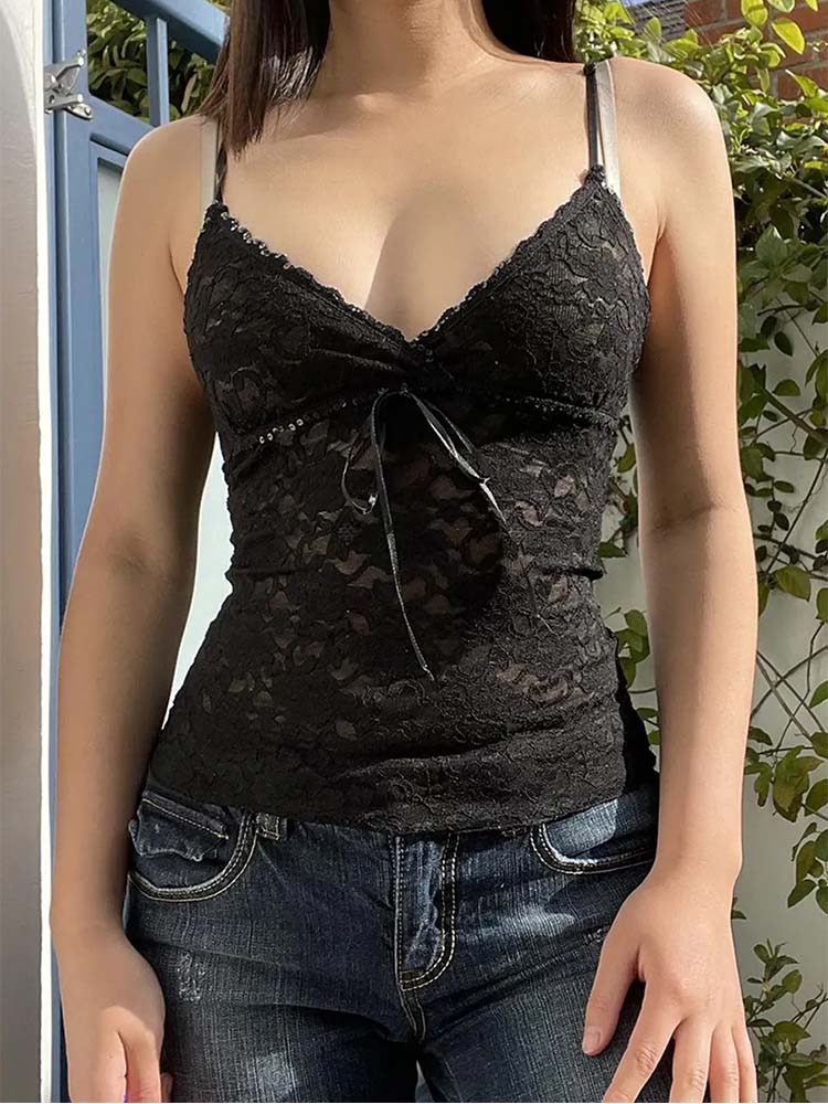 Czarne Przezroczyste Koronkowe – Cami Top Lace recenzja i cena