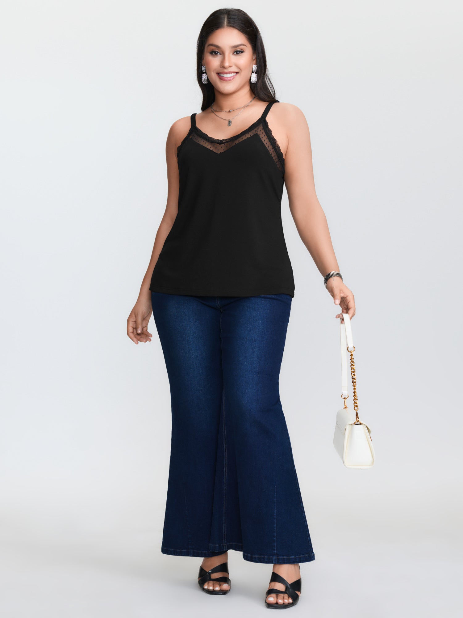Czarna dzianinowa koszulka na  – Cami Top Lace recenzja i cena
